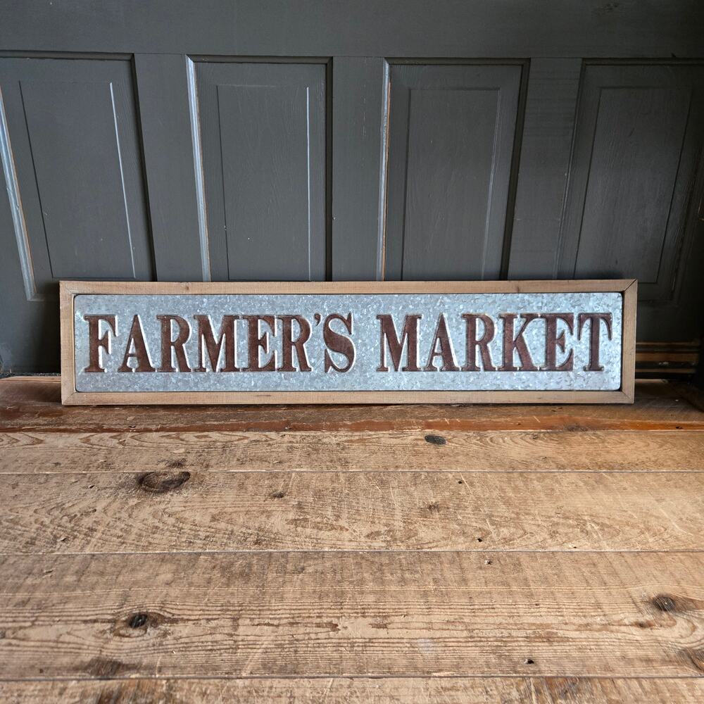 Farmer's Market Farmhouse - Store Sign - Rustic Metal Wood - Vintage Style